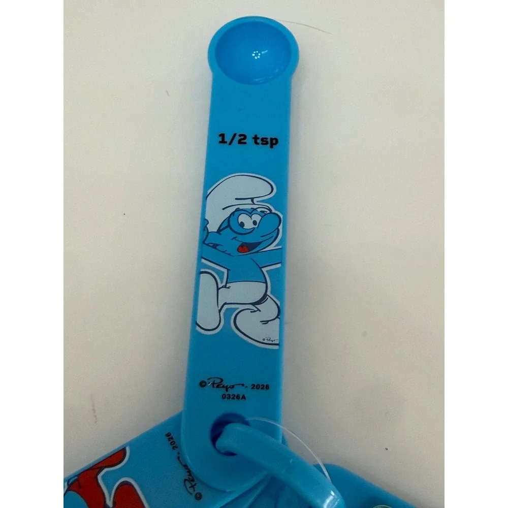 The Smurfs Measuring Spoons Set 5 Piece Blue Plastic Papa Smurf Smurfette New